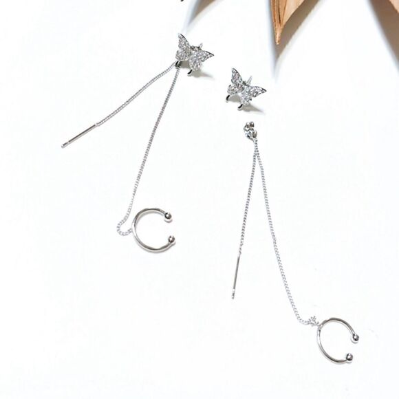 Silver butterfly earrings S352 - Picture 3 of 4